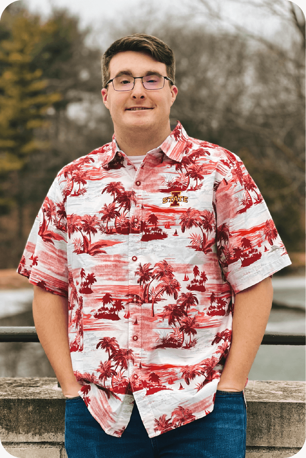 Tommy Bahama I-State Cardinal Tropical Horizons Collared Shirt